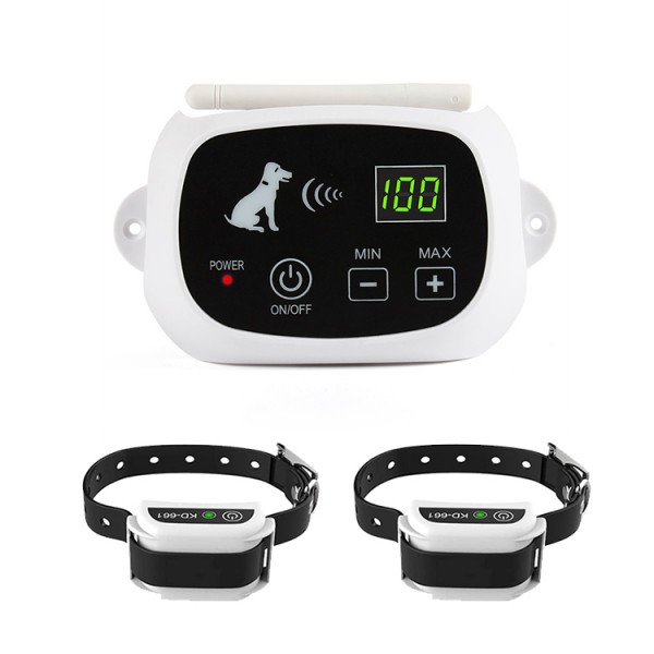 Pet Training 2 Collars Wireless Electronic Boundary Control Fence Barking Dog Alarm in Ground Pet Containment System
